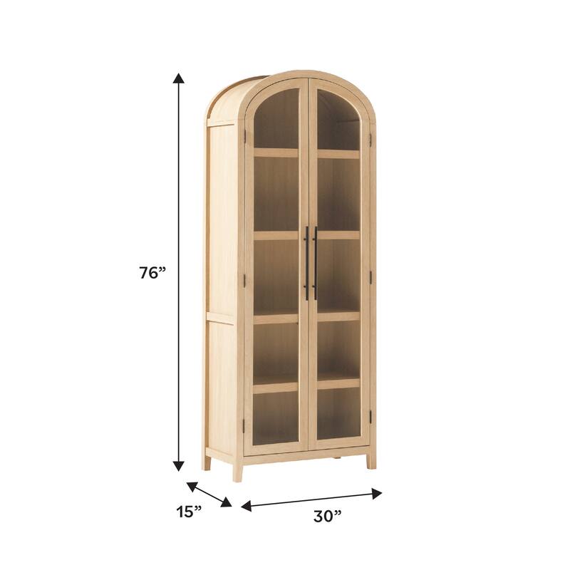 Middlebrook Designs Arched Tall Bookcase with Glass Doors