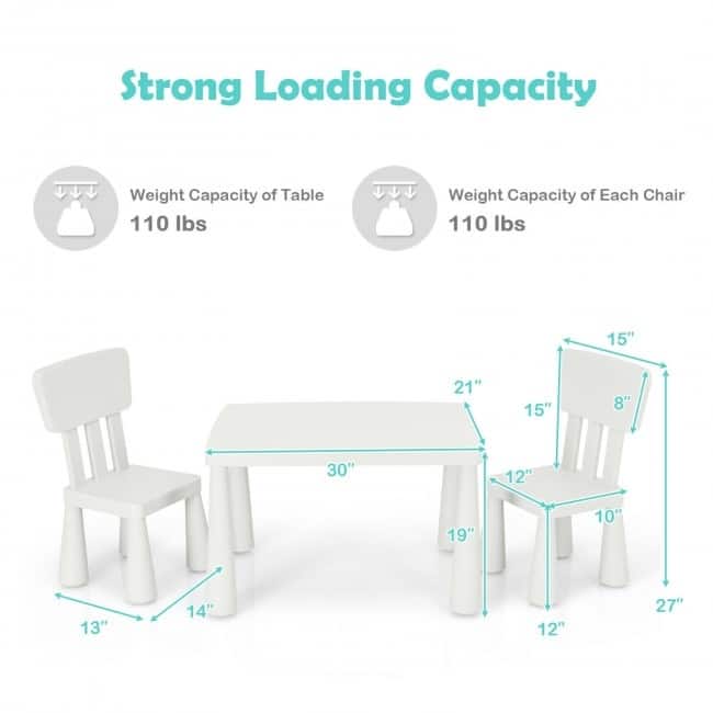 Versatile 3-Piece Children's Activity Table and Chair Set for Creative - table: 30" x 21" x 19"