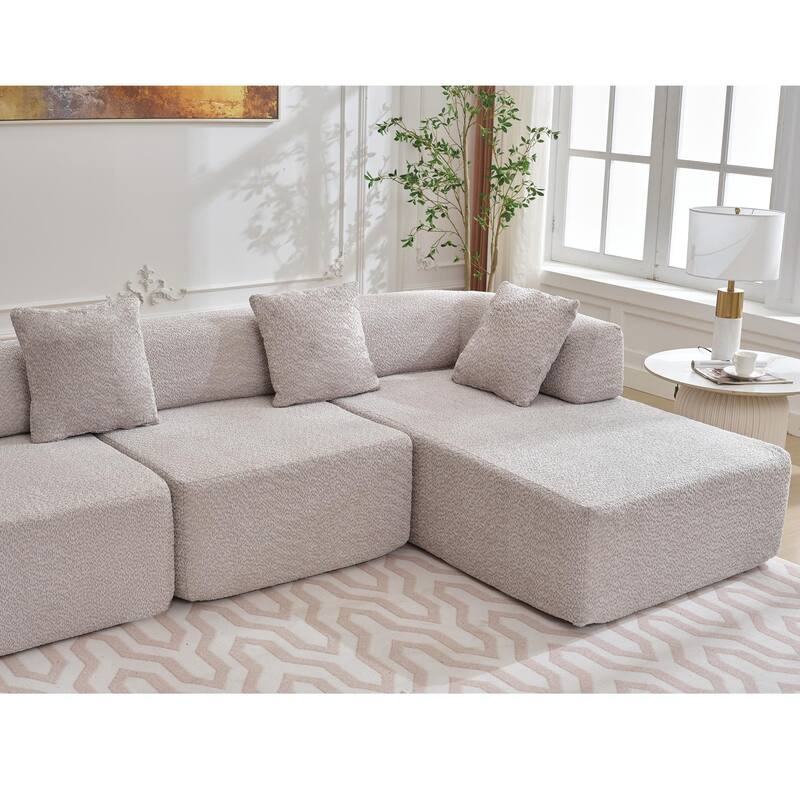 140" L-Shape Cloud Sectional Couch w/ Chaise, Modern Modular Sofa with Deep Seat, Upholstered Couches No Assembly Required