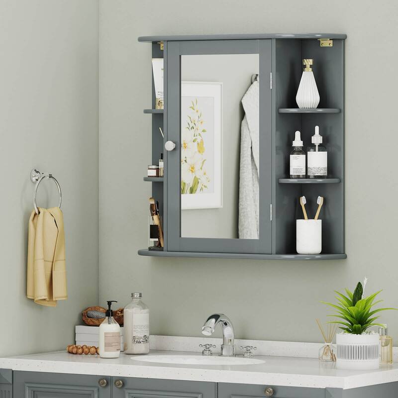 Multipurpose Wall Surface Bathroom Storage Cabinet Mirror - See Details
