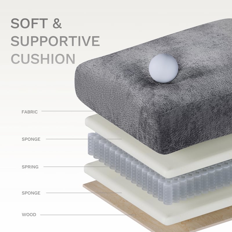 118" U-Shaped Modular Sectional with Storage Ottomans & Drop-Leaf Table - 4-Seat Plush Fabric Sofa for Large Living Rooms