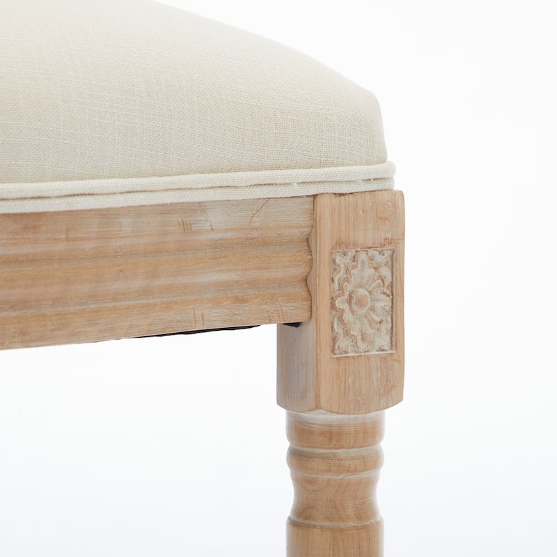 French Upholstered Accent Chairs Solid Wood Texture Barstools Set of 2