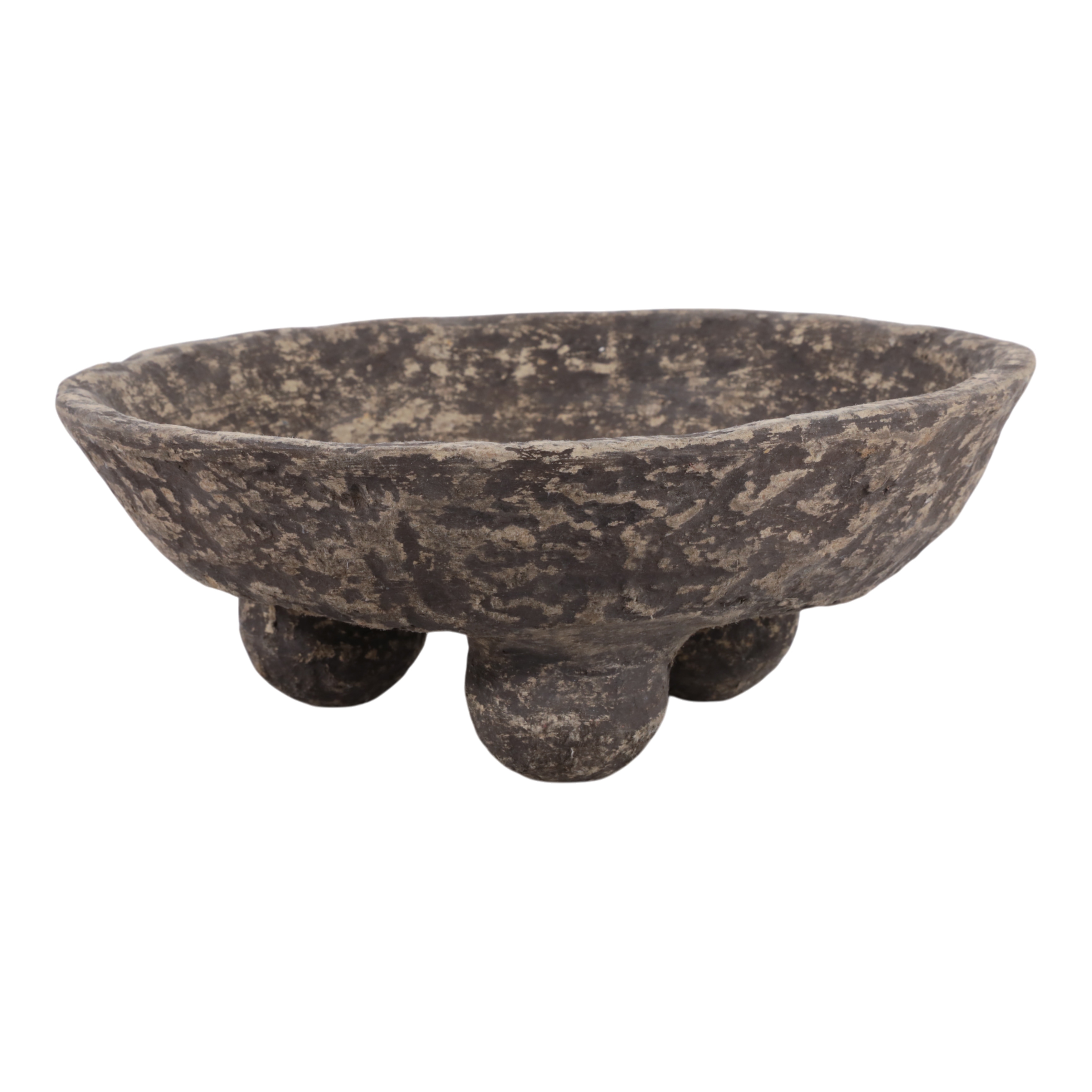 Decorative Textured Bowl with Triple-Sphere Feet Base