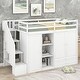preview thumbnail 18 of 30, Loft Bed with Storage Shelves, Wardrobes, and Drawers, Grey
