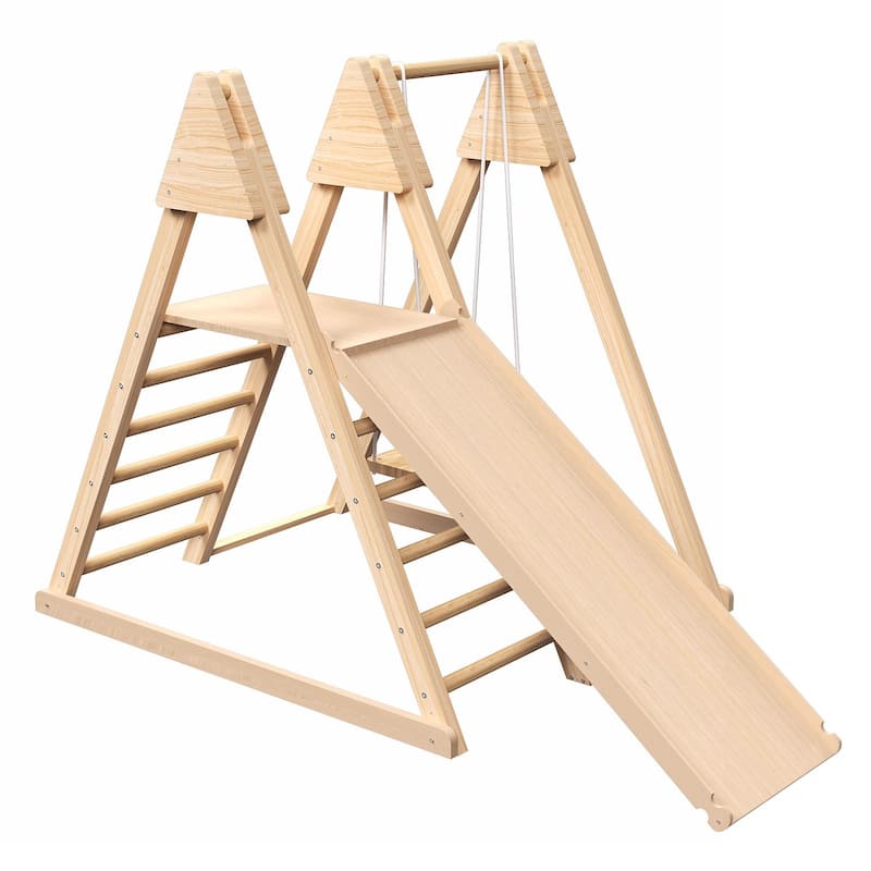 GDF Studio - Juniper 4-in-1 Indoor Wooden Play Gym for Kids - Natural Wood