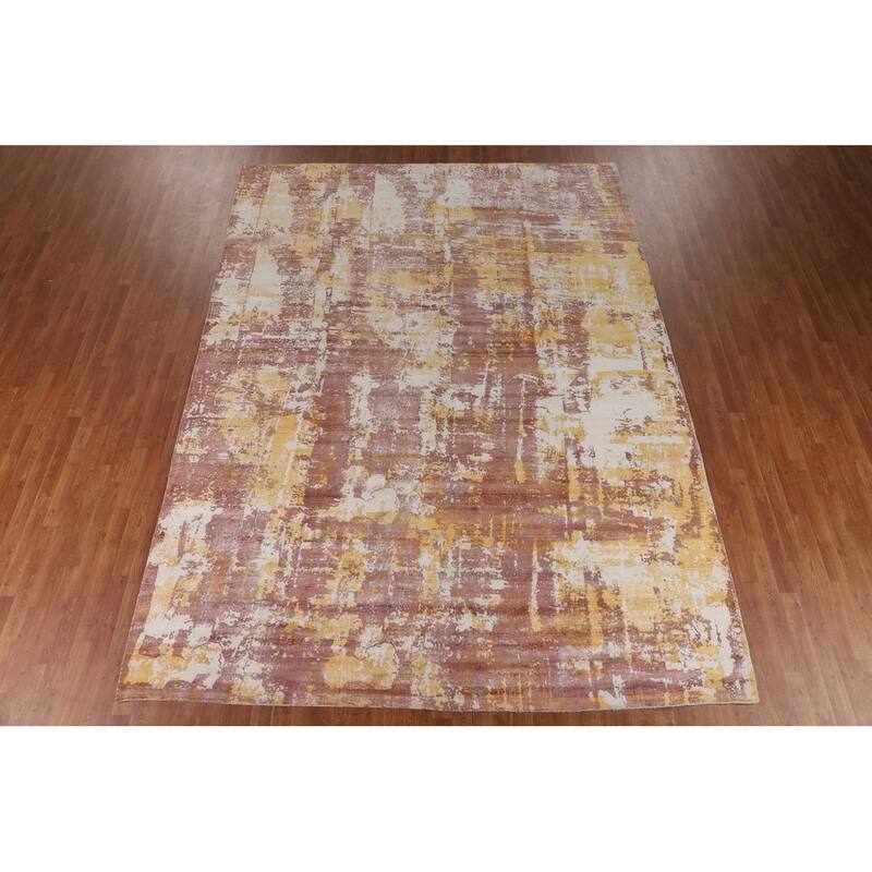 All-Over Contemporary Abstract Area Rug Hand-Knotted Wool Carpet - 9'0" X 12'0"