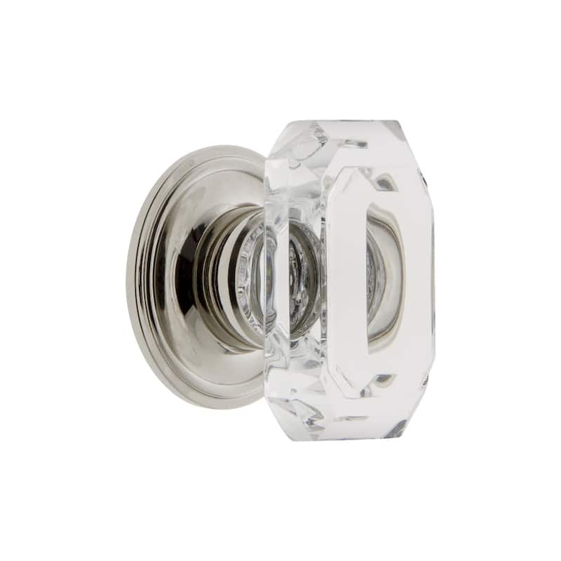 Grandeur BAGU-KNOB-GEO-LG Baguette 1-3/4” Emerald Cut Crystal Cabinet - Polished Nickel