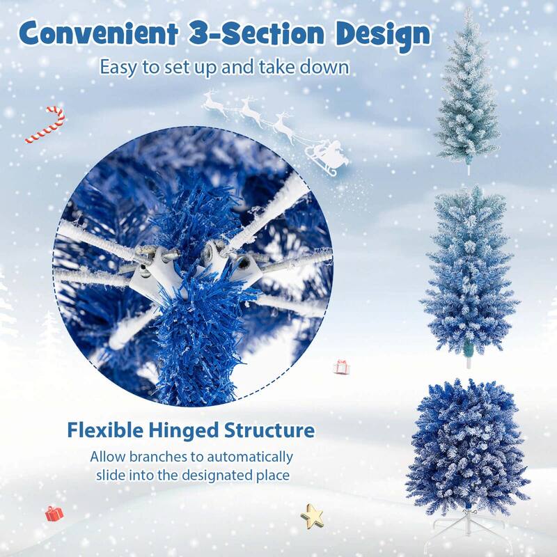 Snow Flocked Artificial Christmas Tree Blue Gradient Xmas Tree