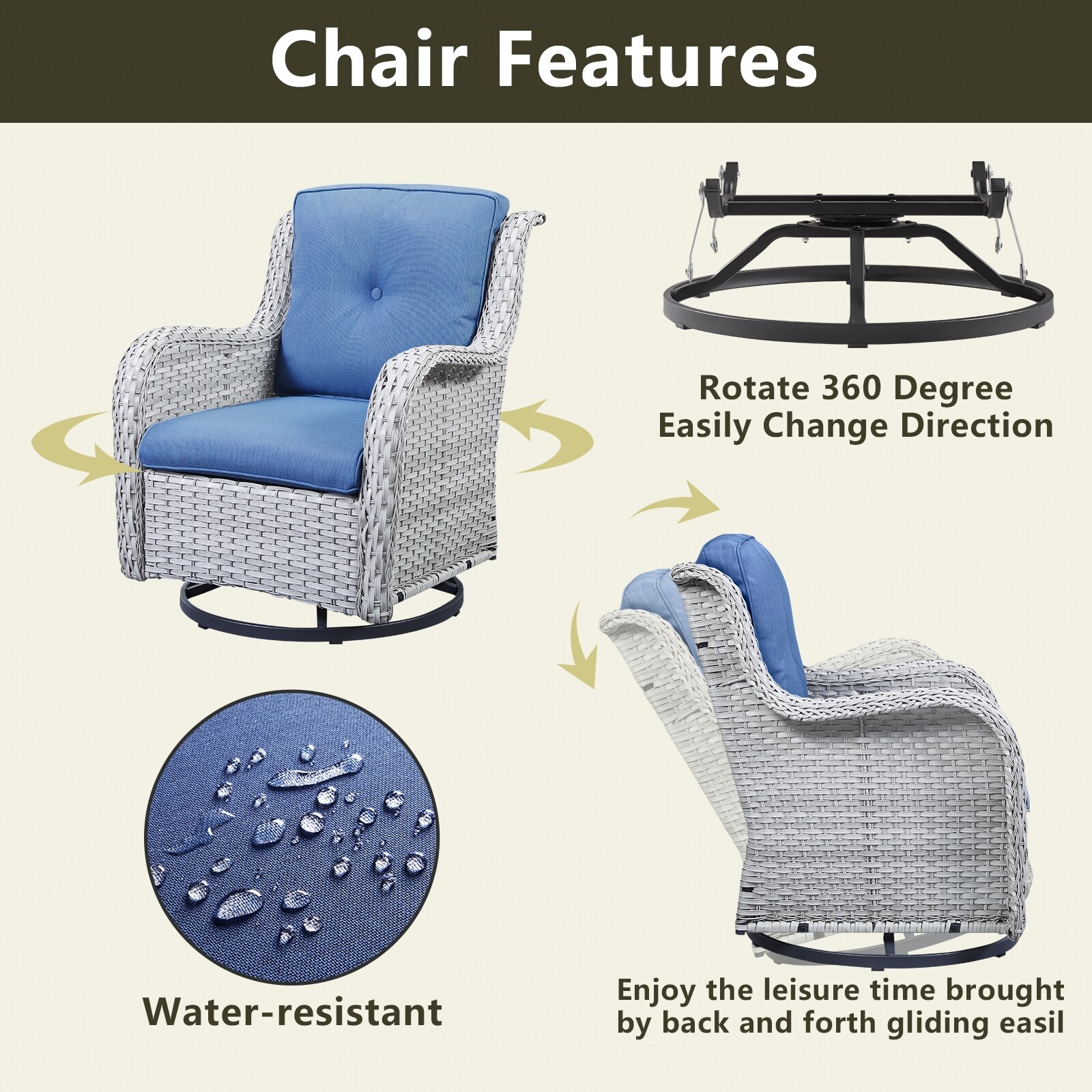 Gilchrist swivel patio store chair with cushions
