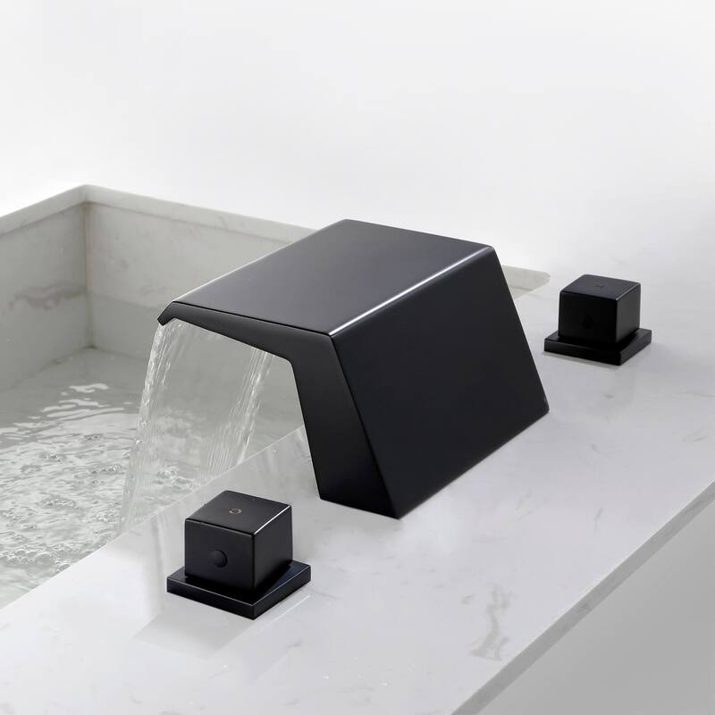 Widespread Bathroom Faucet Waterfall Bathroom Sink Faucet 3 Hole 8 Inch Doubel Handle Modern Vanity Basin Mixer Taps With Valve