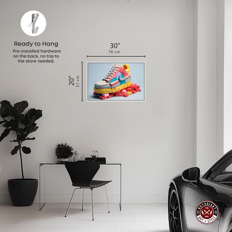 Notoriart Toy Sneaker Pastel Framed Sneaker 1 Piece Canvas Wall Art