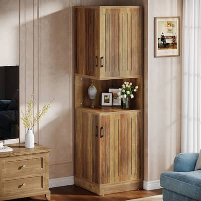 70.87" Tall Corner Cabinet with Doors and 5 Storage Shelves - 19.69" W x 19.69" D x 70.87" H