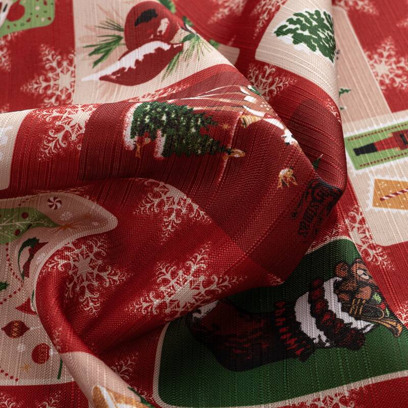 Vintage Patch Christmas Holiday Kitchen Curtain Set