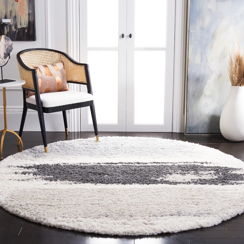 SAFAVIEH Fontana Shag Anushya Rug - 3' Round - Grey/Ivory