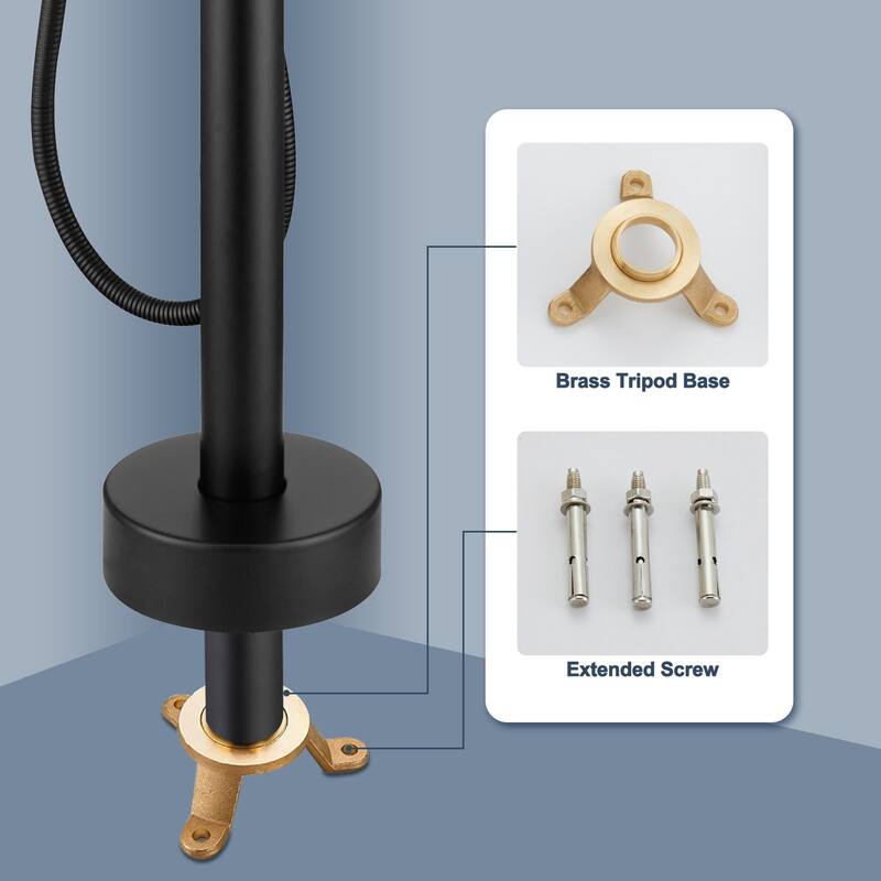 Single Handle Floor Mounted Freestanding Waterfall Tub Filler with Handheld Shower