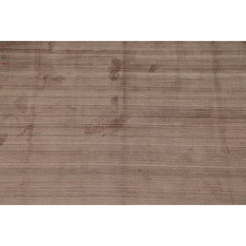 Beige Gabbeh Area Rug Hand-Knotted Wool Carpet - 7'9" x 9'8"