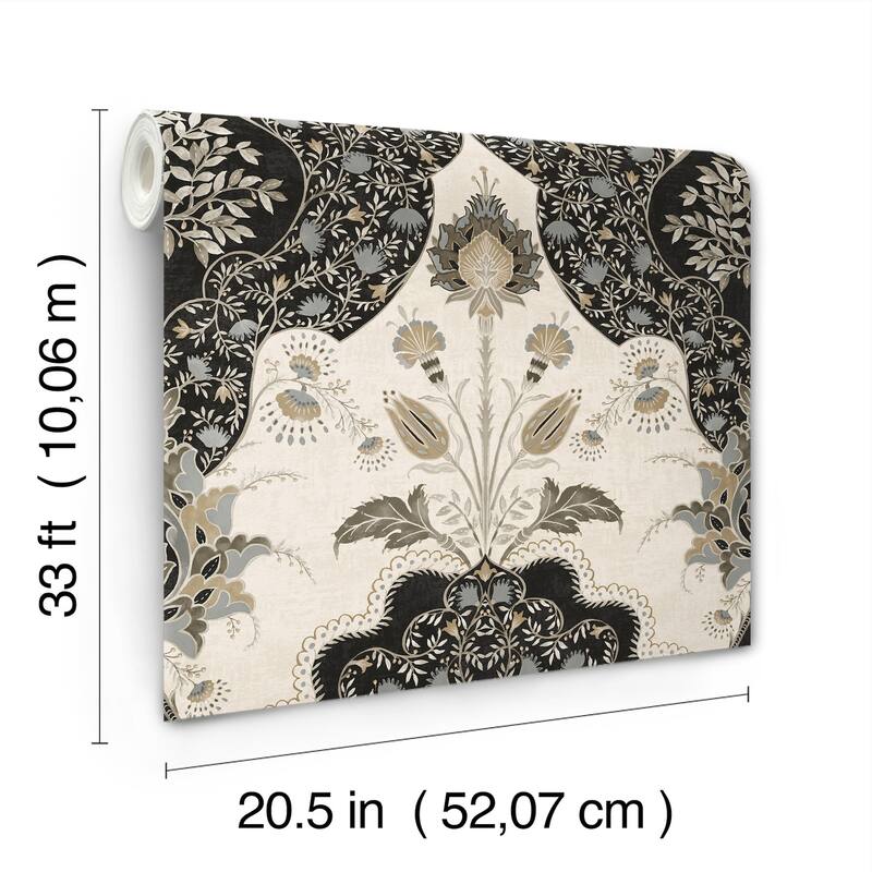 A-Street Prints Auden Black Floral Grandeur Wallpaper