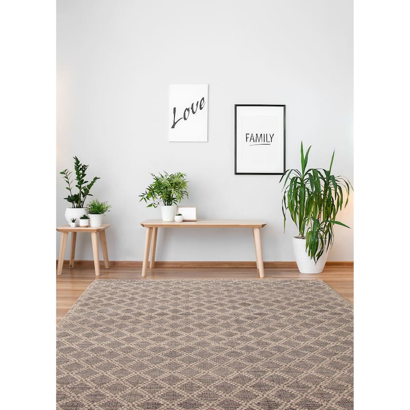 ECARPETGALLERY Braid weave Sienna Taupe Wool Rug - 5'3 x 7'6