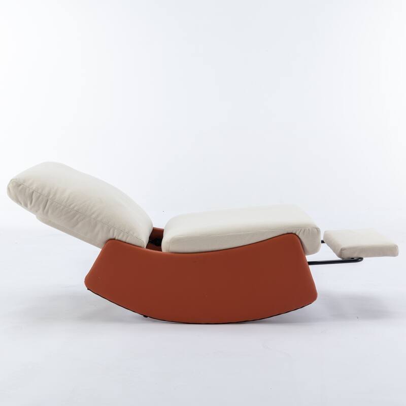 Corduroy Rocking Recliner Chair with Adjustable Back & Ottoman