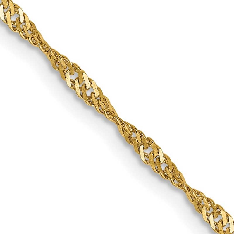 Curata 14k Yellow Gold Solid 2.25mm Singapore Chain Ankle Bracelet (Lobster-claw)
