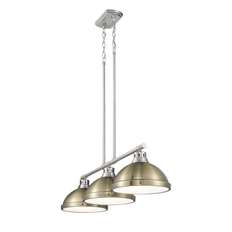 Yep by Golden Lighting Duncan 3-light Island Light in Pewter and Aged Brass shade