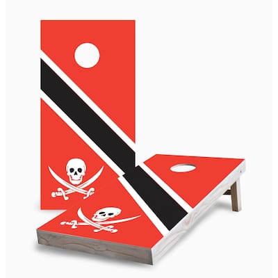 Skull and Sword with Stripes Corn Hole Board Set with Carry Case