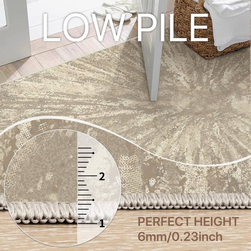 Mcow Abstract Modern Microfiber Low-Pile Washable Area Rug