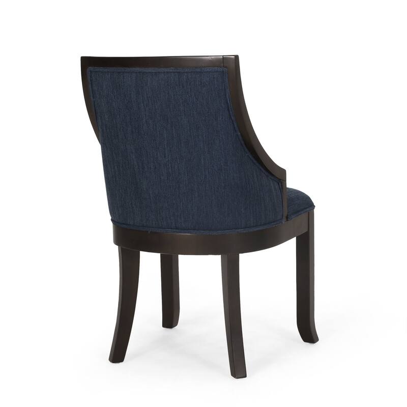 Set of 2 Fabric Upholstered Dining Chairs with Wood Legs