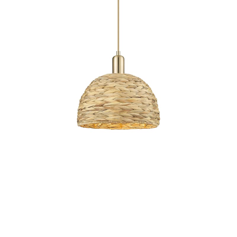Innovations Lighting 716-1P-12-12 Woven Rattan Pendant Woven Rattan - Champagne Bronze / Natural