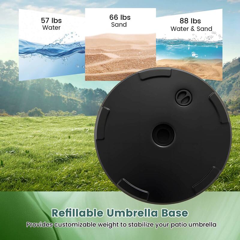 Costway Patio Round Umbrella Base with 2 Adjustable Knobs & 3 Adapters - See Details