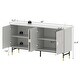 preview thumbnail 15 of 13, Server Cabinet Kitchen Buffet Accent Cabinet Sideboard Bookcase Grey - 63"X15.7"X31.9"