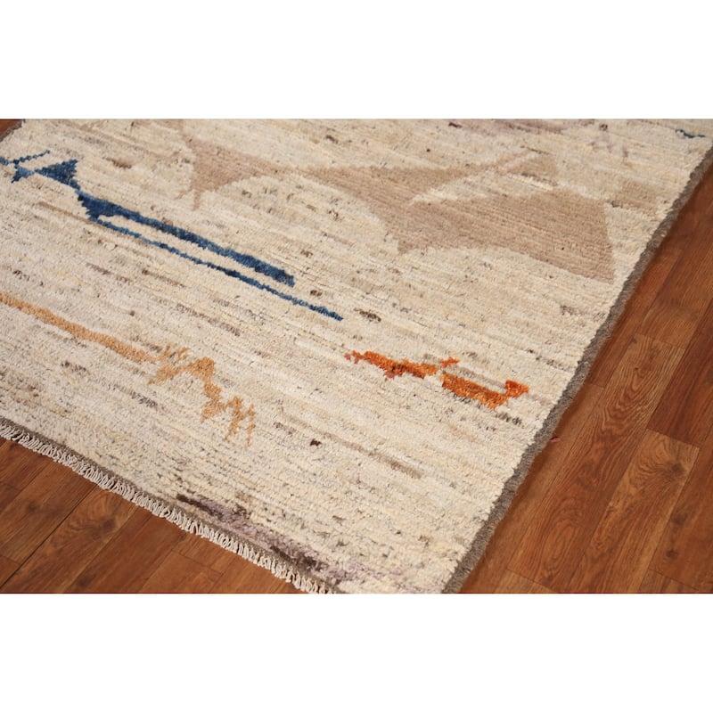 Moroccan Oriental Rug Hand-Knotted Wool Carpet - 4'0" x 5'10"