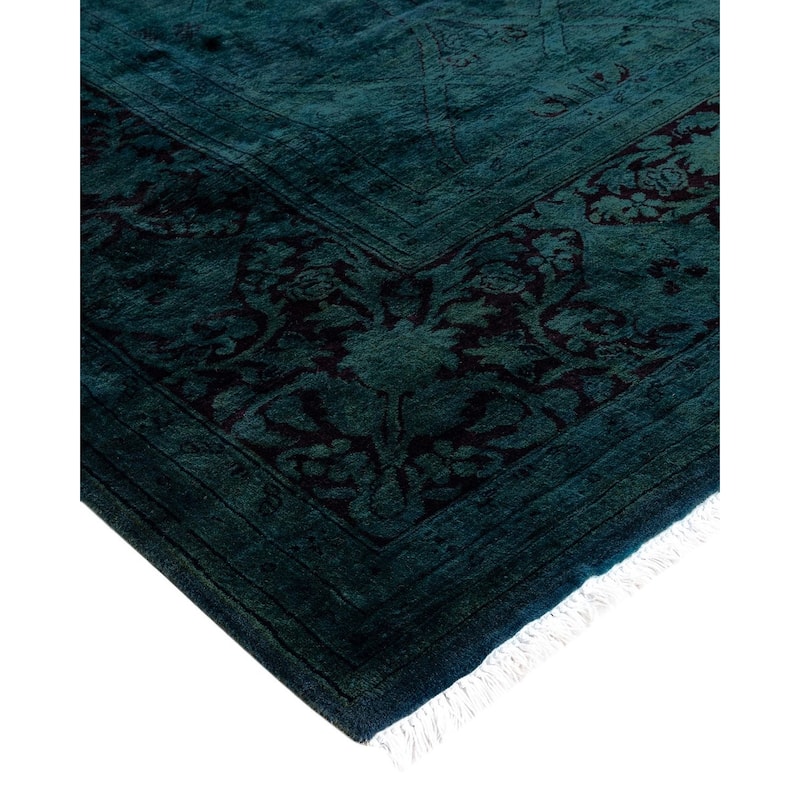 Overdyed, One-of-a-Kind Hand-Knotted Area Rug - Green - 7' 10" x 10' 1"