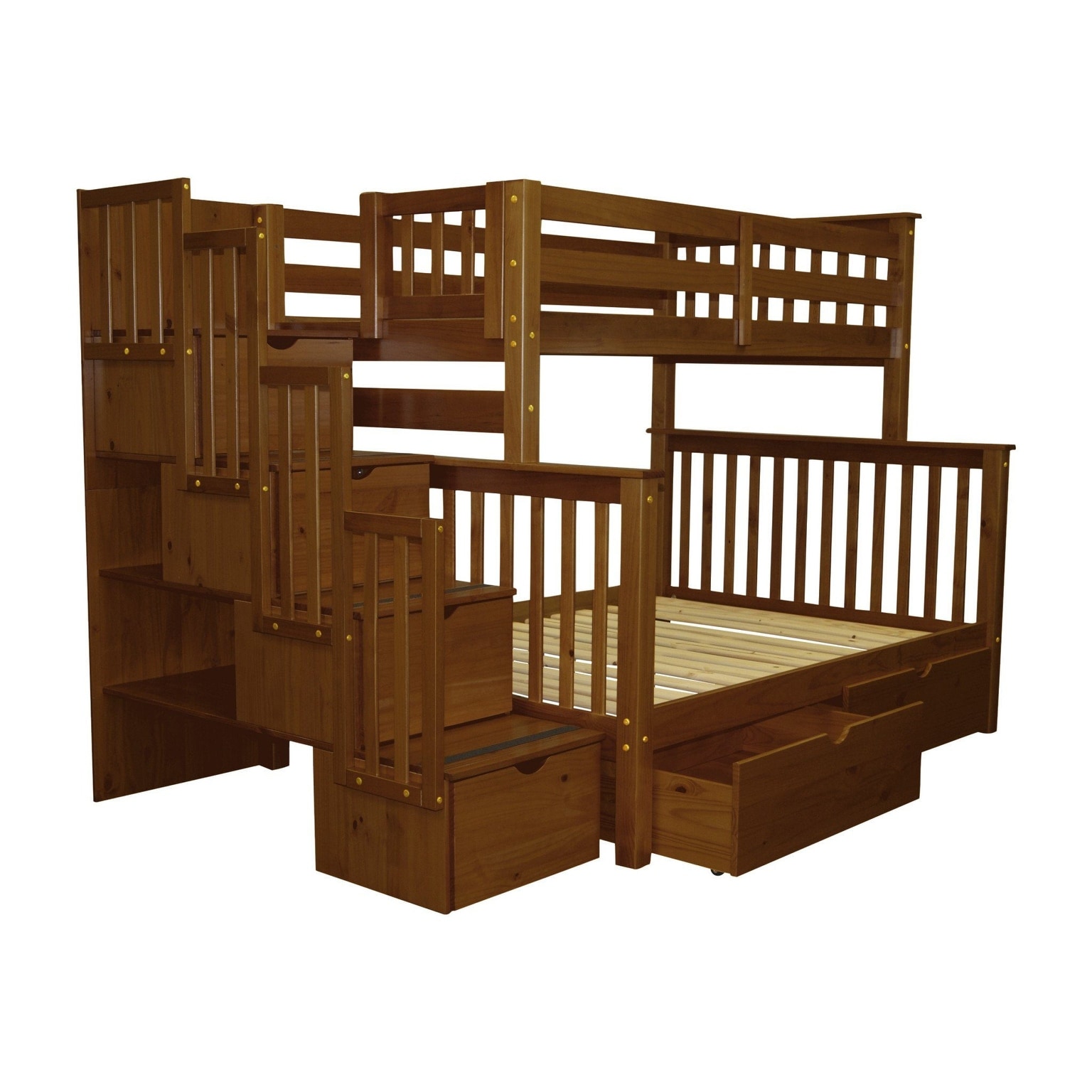Bedz king stairway bunk beds twin over twin with outlet 3 drawers in the steps and 2 under bed drawers