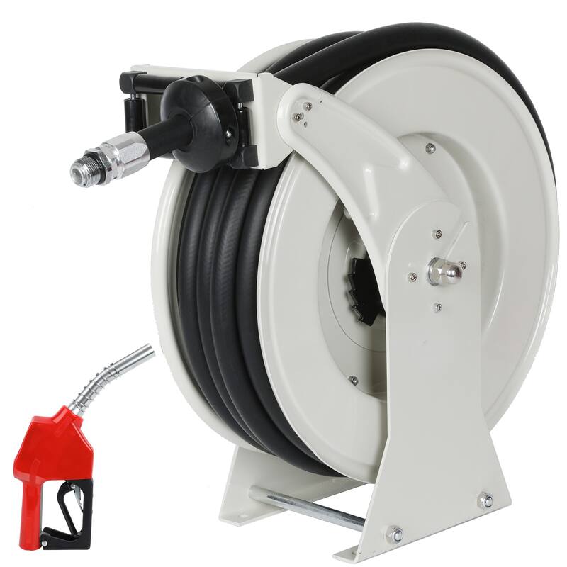 Fuel Hose Reel Retractable 3/4'' 50ft with Fueling Nozzle, Diesel Fuel Hose Reel