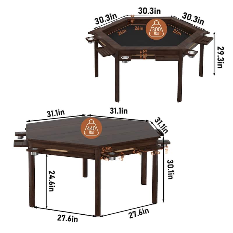 VEIKOUS Multifunctional Rubberwood Game Table, 4-in-1 Board Game Table with Removable Top for Dining, Card Games, Chess