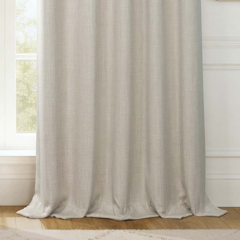 Exclusive Fabrics Faux Textured Faux Linen Room Darkening Curtains for Bedroom & Living Room Curtains (1 Panel)