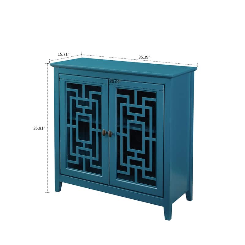Traditional Vintage Style Wooden Sideboard, Teal Blue