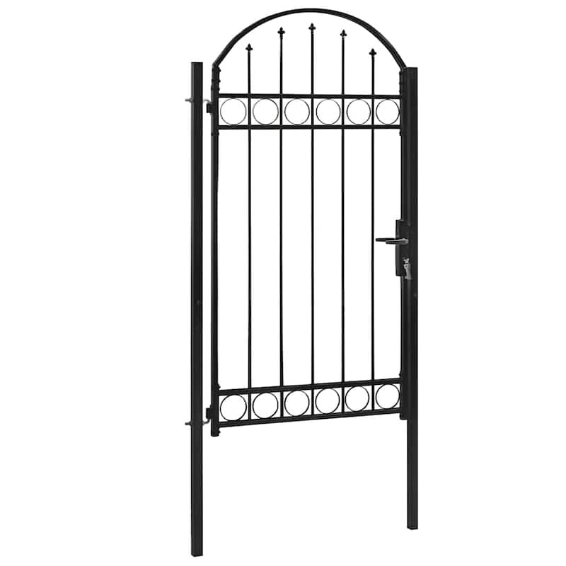 vidaXL Fence Gate with Arched Top Steel 39.4" x 49.2"/59.1"/68.9"/78.7" Black