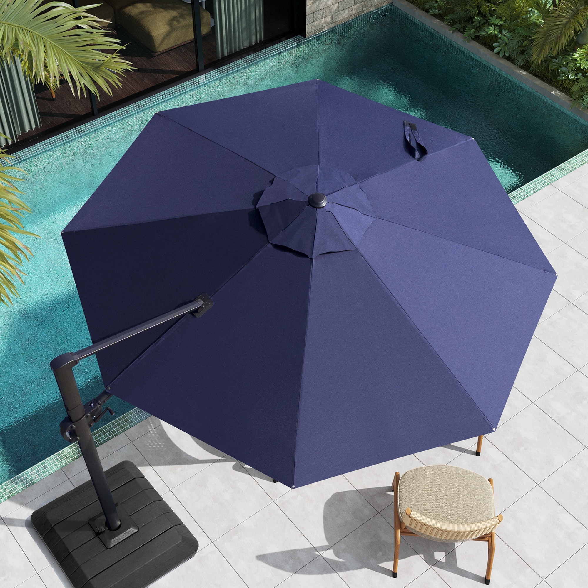 Outdoor 12' Patio Cantilever Umbrella 360 Degree Rotation with Base