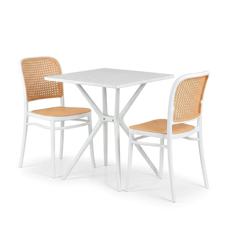 Balto Basma White Outdoor Dining 2 Seats Set