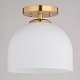 preview thumbnail 10 of 11, VAXCEL Shelby 1-Light 9.25 in. Wide Dome Semi Flush Mount Ceiling Lighting Fixture, Frosted White Opal Glass Shade