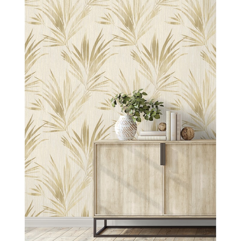 Seabrook Designs Ledonna Leaf Stria Unpasted Wallpaper