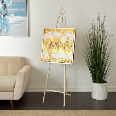 White Metal Tall Adjustable Display Stand 3 Tier Anchor Easel with Foldable Stand and Chain Support
