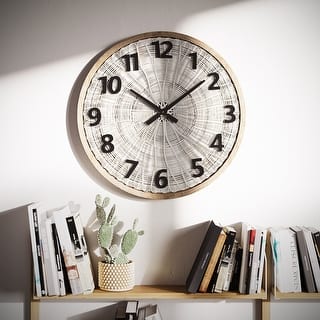 Luciana Woven Rattan Round Wall Clock - 23.5"H x 23.5"W x 1"D