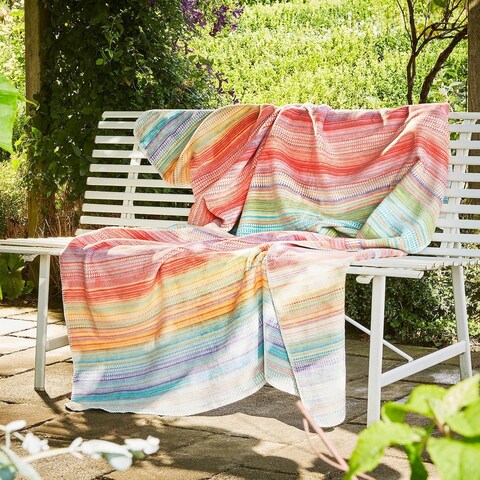 IBENA Vibrant Rainbow Colored Summer Blanket 'Harlyn'