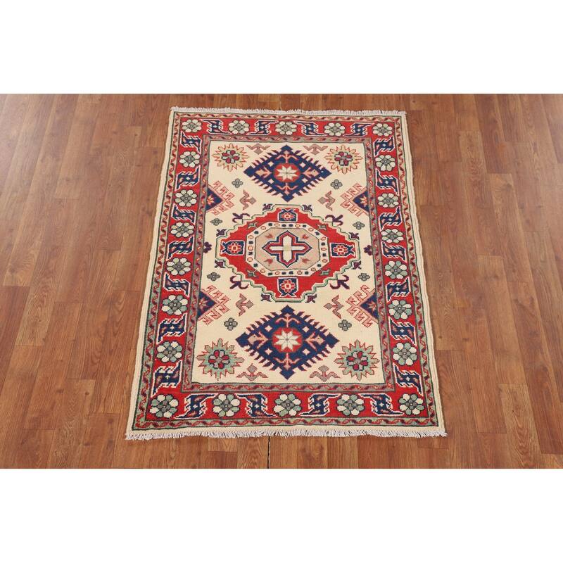 Kazak Foyer Rug Hand-Knotted Traditional Wool Carpet - 2'11" x 4'0"