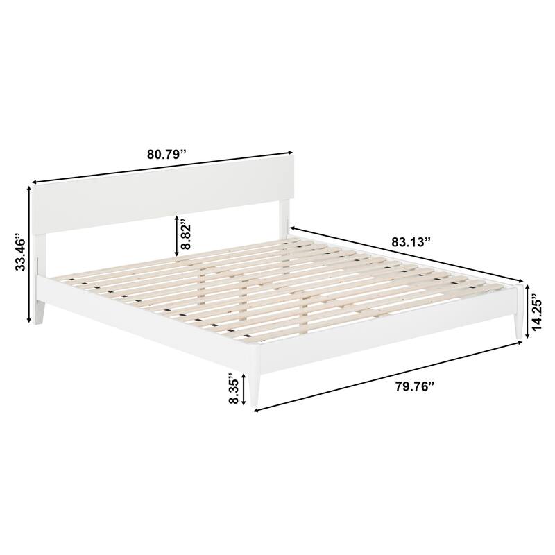Modern Platform Bed - Solid Wood Low Profile Bed Frame - King Size Bed with USB Ports