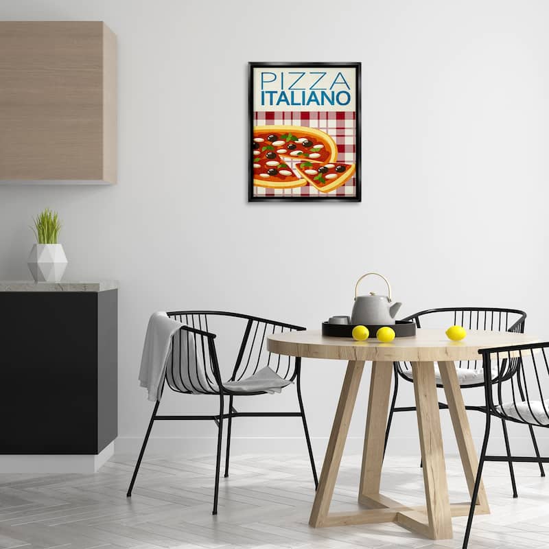 Stupell Classic Pizza Italiano Framed Floater Canvas Wall Art Design By Kim Allen