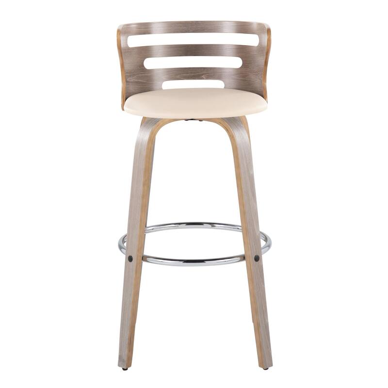 Carson Carrington Cranagh 30" Fixed-Height Bar Stool with Bent Wood Legs & Round Footrest (Set of 2)